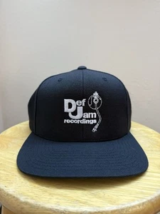 Cappello da baseball classico Def Jam Recordings etichetta discografica logo musicale snapback nero - Foto 1 di 3