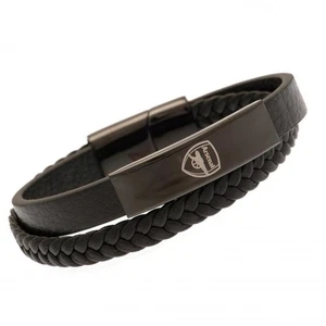 Arsenal FC Black IP Leather Bracelet - Brand New Official Merchandise - Picture 1 of 3