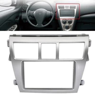 Kit de tablero de radio fascia plateado para Toyota Yaris sedán 2006-2012 marco de panel estéreo Foto 1 de 4