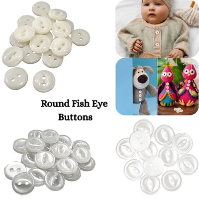 Fish Eye Baby Buttons 11mm Fisheye Buttons Ideal for Knitting Baby Clothes Craft - Image 1 of 4