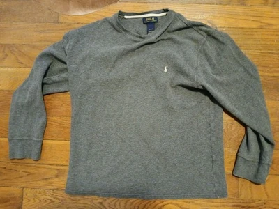 Camisa térmica Polo Ralph Lauren para hombre gris manga larga tejido gofre XL Foto 1 de 4