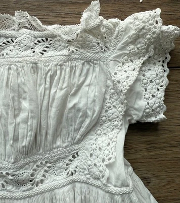 Antiguo Vestido de Encaje Francés Bebé Infantil Bautizo Ayrshire Foto 1 de 4