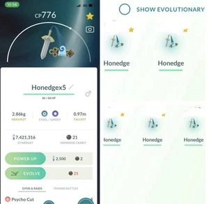 5x Honedge - Pokemon Go Trading por IV reroll PVP ☑️ - Imagen 1 de 1