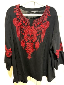 Túnica Calessa talla grande bordada cuello en V manga 3/4 2X - Imagen 1 de 7