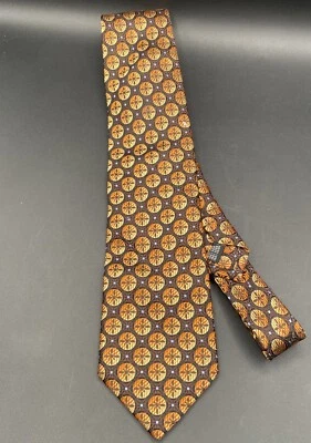 Genesis Luxe шелковый галстук, коричневый золотой фиолетовый 60» ручной работы в Италии - потрясающий! - Изображение 1 из 4