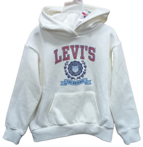 Levis Kids XS (4/5) White Fleece Hoodie Long Sleeve Pullover Logo Q10 - Picture 1 of 12