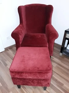 Sessel mit Hocker Microfaser Rot NEUWERTIG - Bild 1 von 4