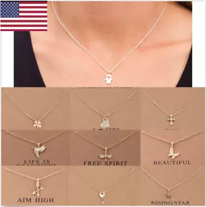 New Women Pendant Jewelry Necklace Gold Clavicle Chains Card Gift Free Shipping - Picture 1 of 28