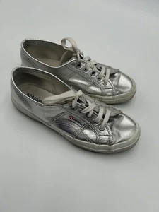 Superga Sneakers Silver Lace Up Low Classic USA W 7.5 - Picture 1 of 10