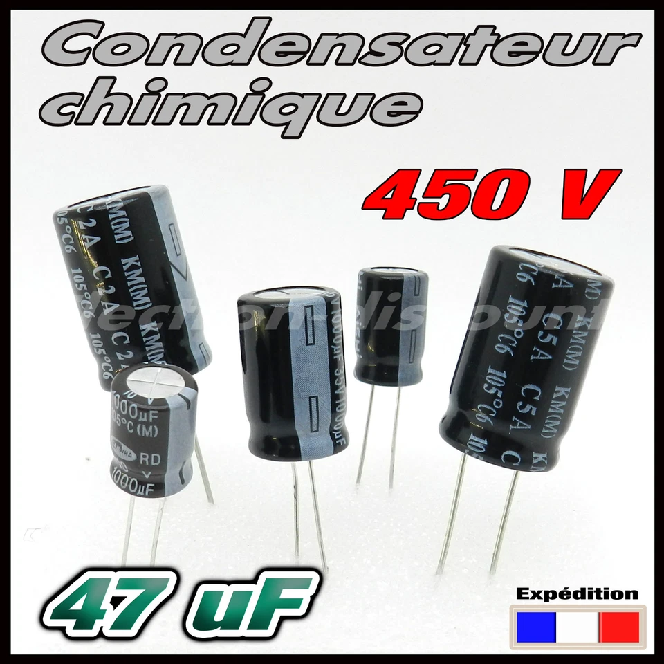 450/47# 1 à 9 pcs 47µF 450v Condensateur chimique 105° - capacitor 47uf - Photo 1/1