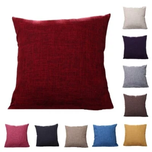 Plain Linen Cotton Simple Pillow Case Cushion Cover Home Sofa Car Decor 4 Sizes - Picture 1 of 22