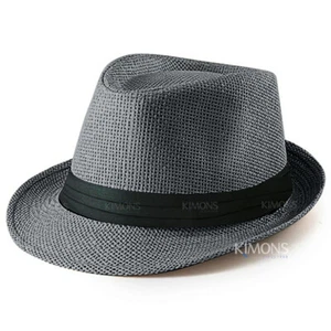 Straw Fedora Sun Hat Trilby Cuban Cap Summer Beach Panama Short Brim Floral II - Picture 1 of 16