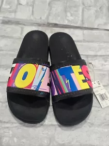 Adidas Originals Men's Adilette Slide Sandal Black White Black Pride Size 13 New - Picture 1 of 10