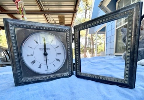 Vintage International Silver Company Double Frame with Clock Works Silver Plate Cover