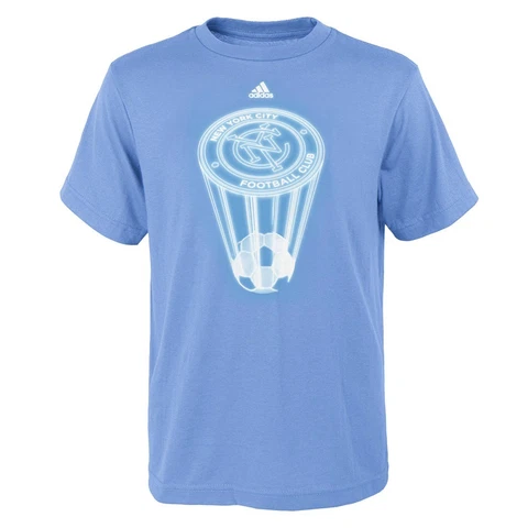 New York City FC Adidas MLS Youth Light Blue "Transluscent" T-Shirt Cover