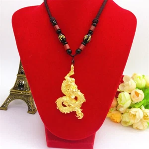 2024 Arriavl 24K Yellow Gold Plated Vivid Dragon Pendant Necklace for Men--- - Picture 1 of 8
