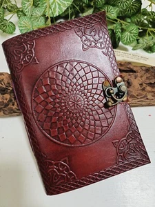 Fairtrade Mandala Vintage Style Leather Embossed Journal Notebook Diary 21/8 - Picture 1 of 7