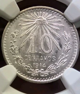 1914M MEXICO 10 CENTAVOS. NGC CERTIFIED MS65+ - Picture 1 of 4