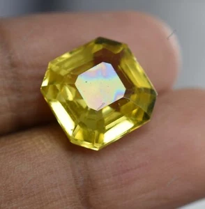 8.10 Ct NATURAL Sapphire Yellow Square Cut Sapphire CERTIFIED Loose Gemstone - Picture 1 of 10