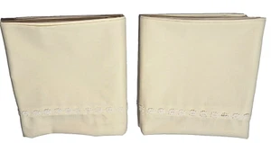 2  Yellow Pillowcases 20 X 30 Stan/queen.  Percale W/white Lace Vintage  Look - Picture 1 of 9