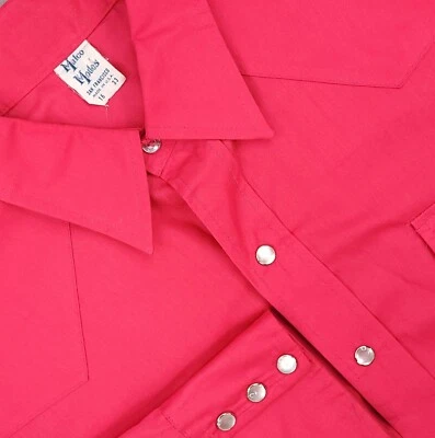 Vintage Malco Modes Shirt Mens Large 16 33 Pink Western Pearl Snap Rockabilly - Image 1 of 4