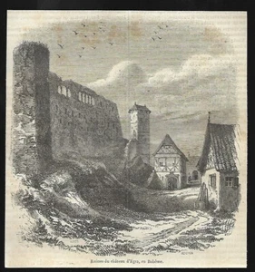 GRAVURE DE 1840  --  RUINES DU CHATEAU D EGRA EN BOHEME   3R866 - Bild 1 von 1