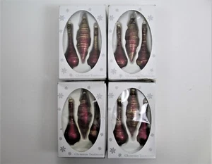 Vintage Christmas by Krebs Glass Ornaments Maroon Gold Glitter Lot 4 Boxes USA - Picture 1 of 7