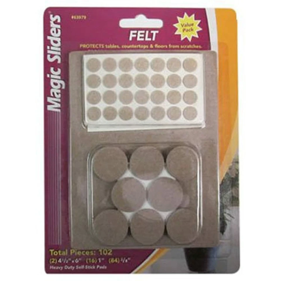 Magic Sliders #63979 Beige Self Adhesive Felt Pads Assorted Sizes 102 piece - Image 1 of 1