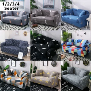 1/2/3/4Seater Printed Stretch Sofa Covers Soft Stretch Slipcover Couch Protector - Picture 1 of 39
