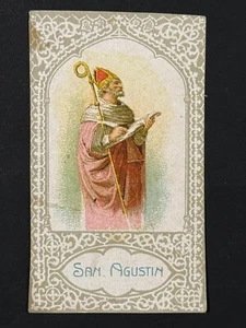 carta sacra cromolitografia santino immagine pieuse "SAN AGUSTIN" - Foto 1 di 2