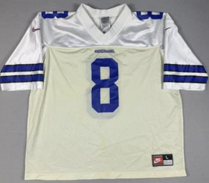 Vintage Team Nike Dallas Cowboys Troy Aikman #8 Jersey Size L White Authentic - Picture 1 of 12