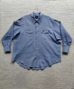 Wrangler Preshrunk Big Men Fit Snap Pearl Button Down Blue Chambray Shirt Sz XLT - Bild 1 von 11