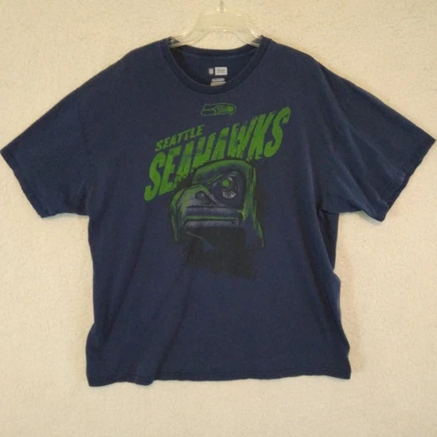 Seattle Seahawks Shirt Mens 2XL XXL Blue NFL Team Apparel Football Short Sleeve Cover