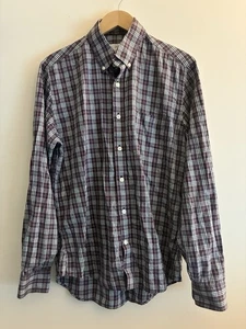 Camisa clásica de manga larga con botones 100 % algodón a cuadros borgoña 7 Hugh&Crye para hombre - Imagen 1 de 5