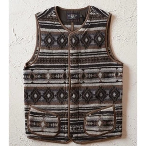 Nuovo RRL Double RL Jacquard Pile Fleece Gilet Taglia S Ralph Lauren Polo Raro - Foto 1 di 3
