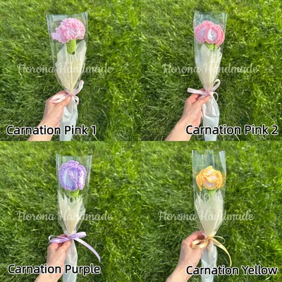 Ramo de flores de ganchillo - Rosas de hilo hechas a mano, tulipanes, peonías y más Foto 1 de 4