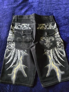 Vintage Raw Blue HipHop Baggy Lightning Mens Jeans Size 32 - Picture 1 of 4