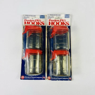 VTG PEERLESS Peg Hooks Peg Board Jars Plastic Cups Red Lids 2 Packs NOS NEW USA - Image 1 of 4