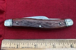 Vintage Camillus NY Bovine Bone 69 Stockman 3 Blade Folding Pocket Knife Damaged - Picture 1 of 9