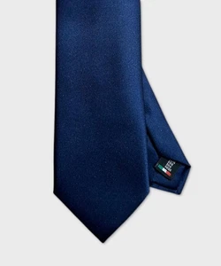 Galise cravatta tre pieghe in seta raso, tinta unita blu notte CR3PSR.BL2 - Picture 1 of 2