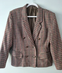 Chaqueta Blazer Vintage St Michael 14 Camel Tweed Cuadros Pata de Gallo Lana - Imagen 1 de 6