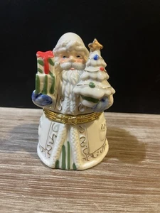 Caja de baratijas vintage de Papá Noel del Viejo Mundo 4,5" T joyero de Navidad - Imagen 1 de 15