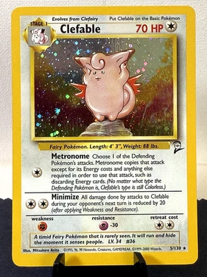 Pokemon TCG: 2000 Base Set 2 Clefable 5/130 Holo Rare NM - Swirl - Image 1 of 4