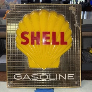 Vintage Shell Oil Embossed 12" X 11" Hard Plastic Gasoline Pump Sign Rare - Picture 1 of 6