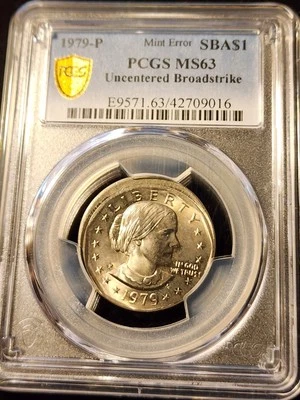 "BROADSTRUCK" PCGS MS63 $1 1979-P SBA SUSAN B ANTHONY ERROR VARIETY BEAUTY! - Image 1 of 4
