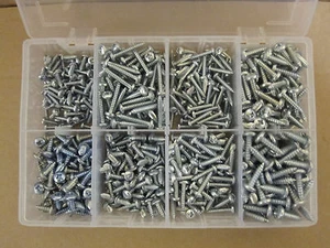 Assorted BZP Pan Head Pozi Self-Tapping Screws - Gauge 6-12 (800 Pieces) AT024 - Picture 1 of 2