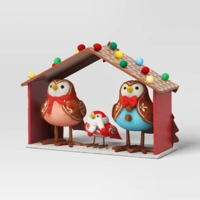 4pc Featherly Friends Gingerbread Fabric Bird Figurine Set - Wondershop 2023 - Image 1 of 2