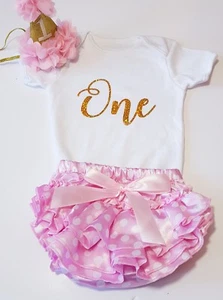 Baby Girls First 1st Birthday Outfit Frilly tutu Knickers Dress Cake Smash Party - Picture 1 of 2