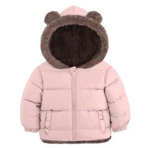 Baby Down Jacket for Girls 6-12 Months Pink Bear Ear Zipper Coat with Pocket ... - Picture 1 of 5