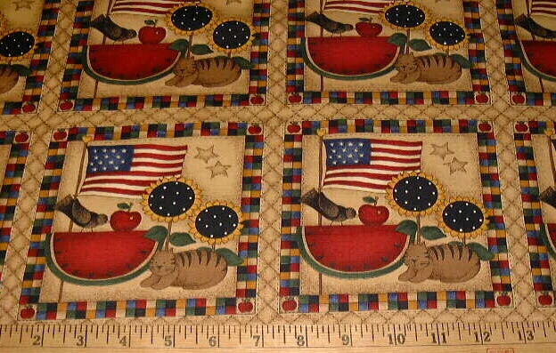 Tela DEBBIE MUMM - Cuadrados americanos grandes - PANEL 23" - ¡LEER DESCRIPCIÓN! Foto 1 de 1